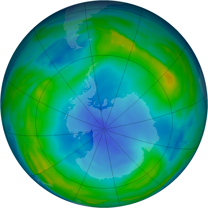 Antarctic ozone map for 07 July 2013